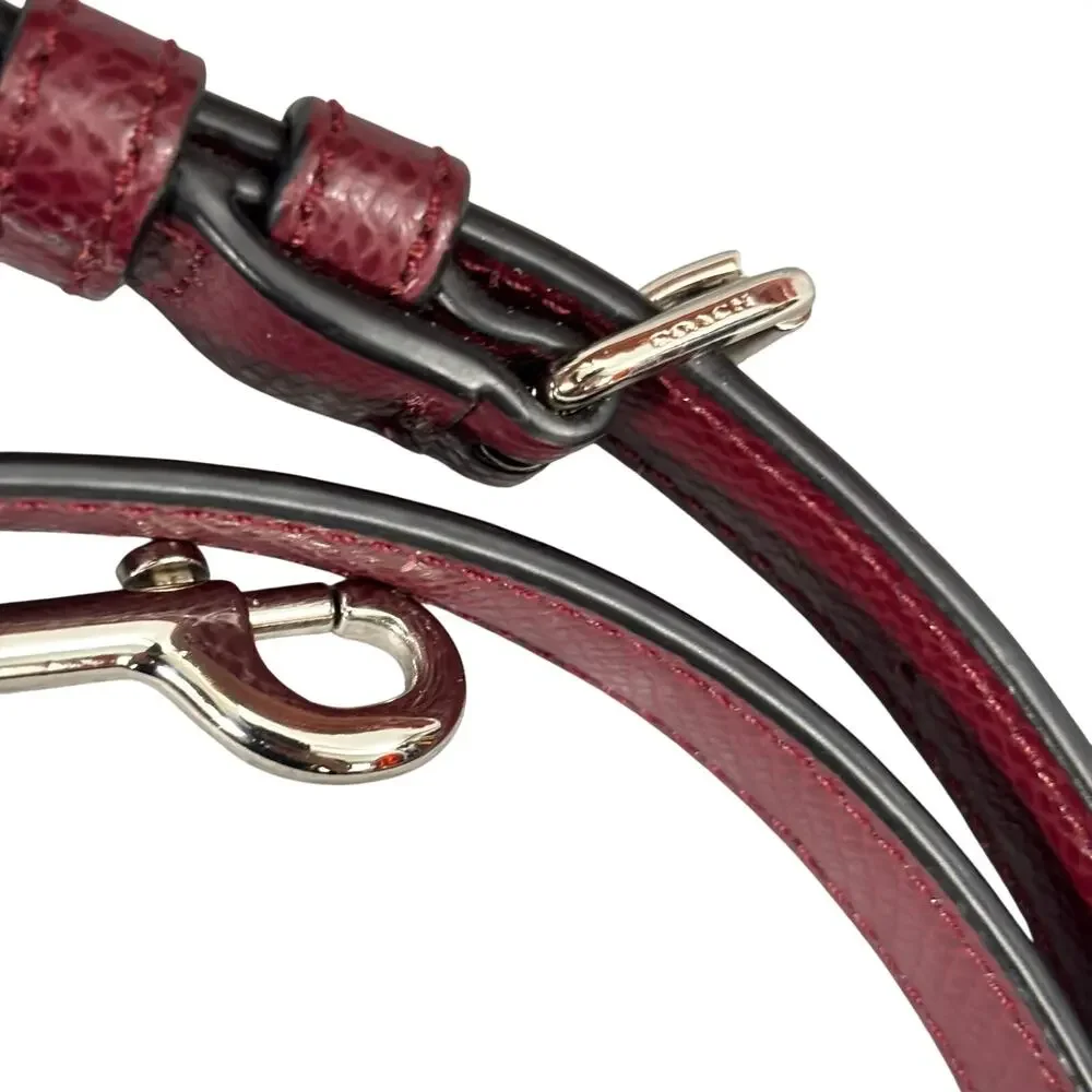 Coach Burgundy Leather Adjustable Crossbody Bag Strap Silver Hardware 44”